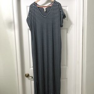 Matilda Jane - navy blue and white stripped floor length dress